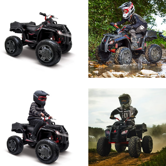 Black 4-Wheel Electric ATV Off-Road Vehicle for Kids - All-Terrain Ride-On Toy