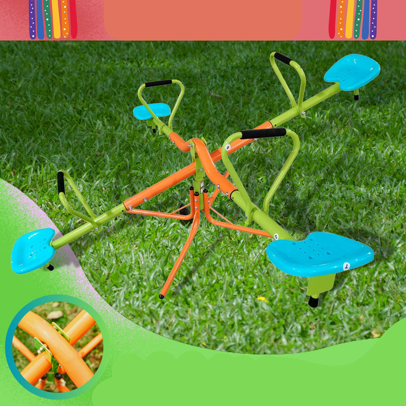 Load image into Gallery viewer, Outdoor Kids Playground Seesaw with Four Seats and 360-Degree Rotating Sturdy Design
