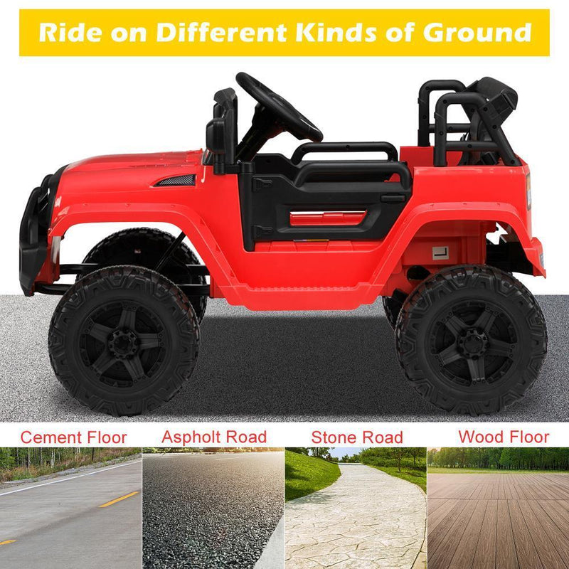 Load image into Gallery viewer, Electric 12V Red Kids Ride-On Truck with 2.4G Remote Control and 3 Speed Modes
