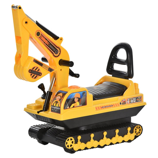 Ride-On Movable Excavator and Tractor Toy Scooter Walker for Pretend Play