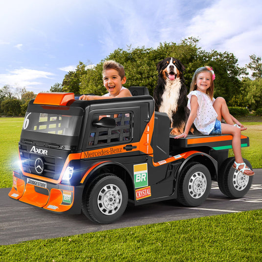 12V10AH Battery Kids Ride On Truck with Swing, Trailer, LED, MP3, and Bluetooth RC Features
