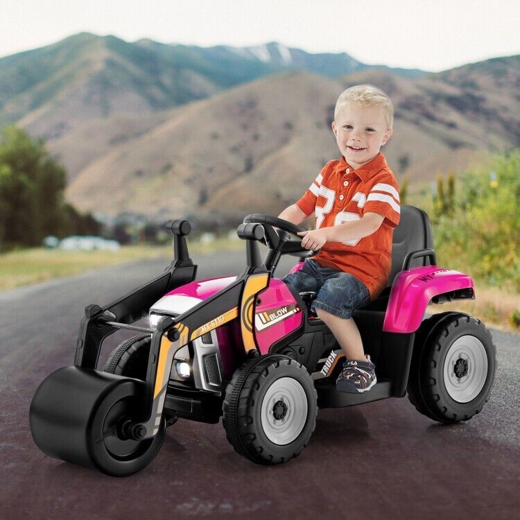 Load image into Gallery viewer, 12V Electric Pink Tractor with Remote Control, Music, and LED Lights for Kids
