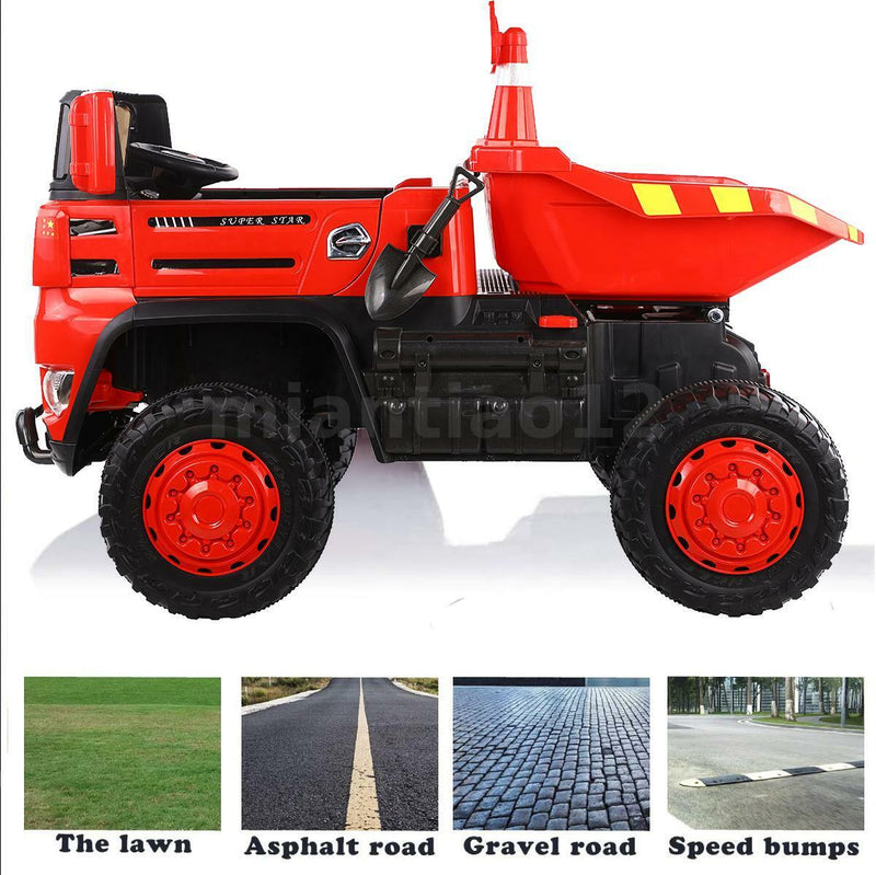 Load image into Gallery viewer, 12V Electric Construction Toy - Dump Truck with Moving Bed and Shovel

