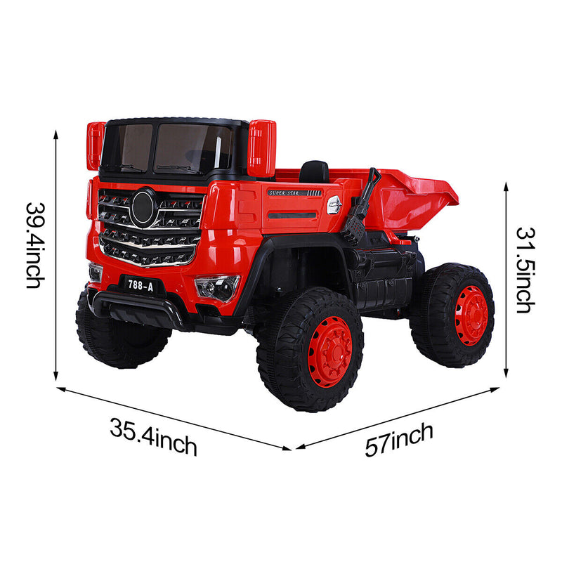 Load image into Gallery viewer, 12V 2-Passenger Ride On Dump Truck with Remote Controlled Electric Construction Vehicle
