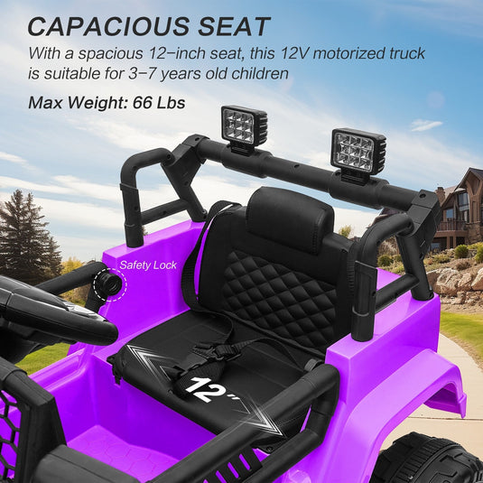 12V Kids Ride-On Power Wheels Remote Control Truck Vehicle Purple