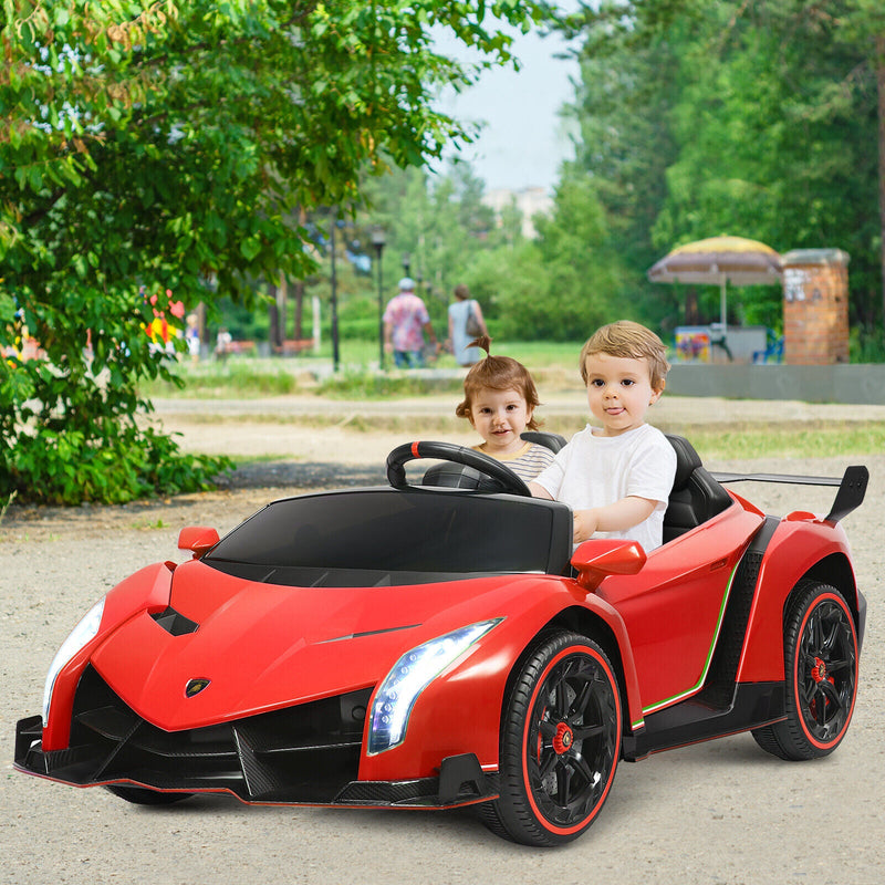 Load image into Gallery viewer, 2-Seater Licensed Lamborghini Kids Ride On Car with RC and Swing Function - Red (12V)
