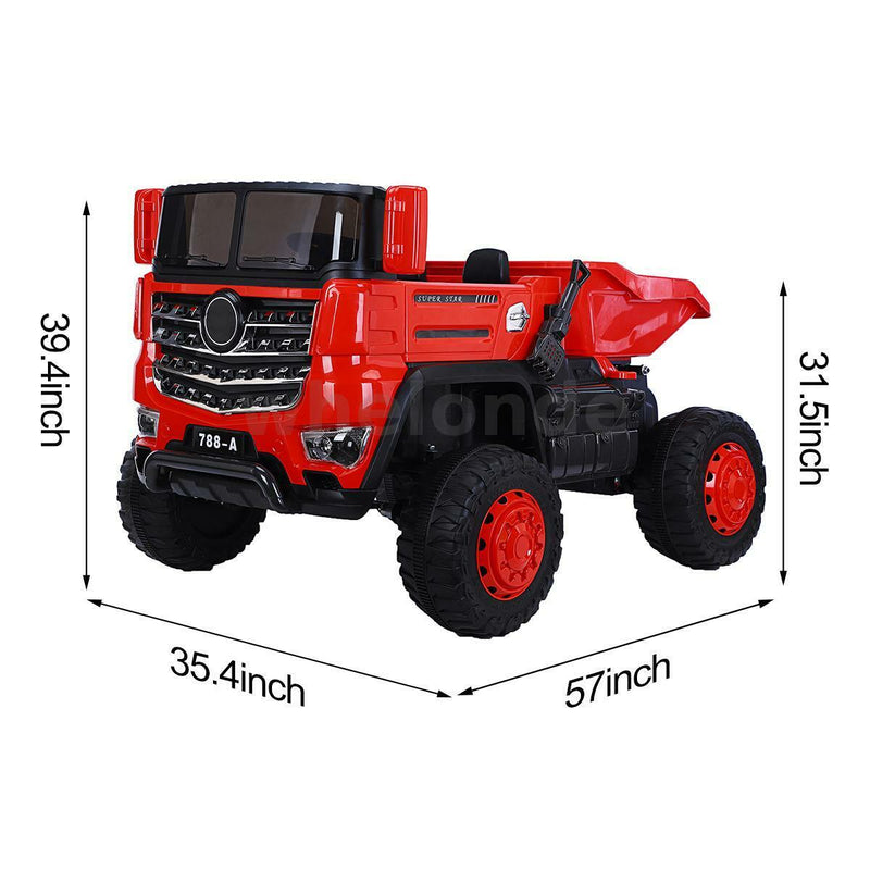 Load image into Gallery viewer, 12V Battery-Operated Children&#39;s Dump Truck 2 Seater RC Electric Scoop
