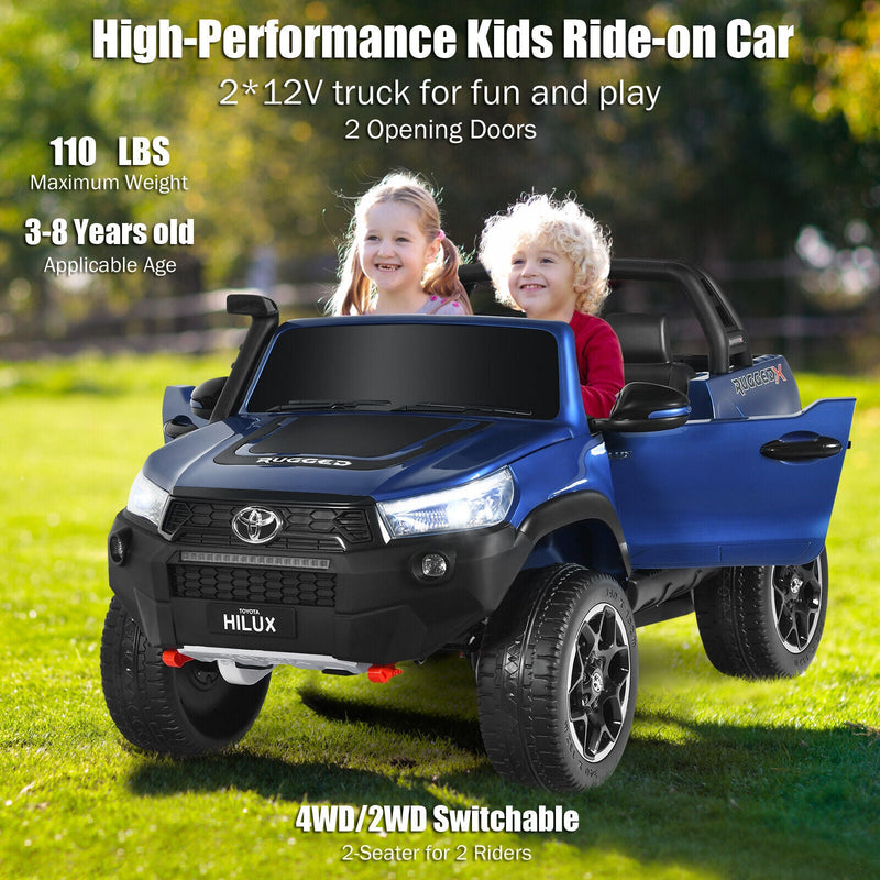Load image into Gallery viewer, Licensed Toyota Hilux Ride On Truck Car - 2-Seater 4WD with Remote Control - Blue
