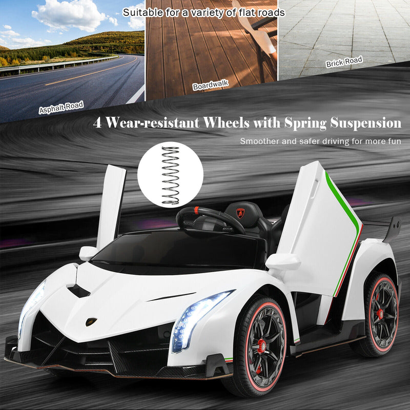Load image into Gallery viewer, 2-Seater Licensed Lamborghini Kids Ride On Car with RC and Swing Function - White (12V)
