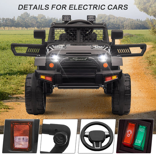 12V Kids Ride-On Truck with Remote Control, Power Wheels, and LED Lights