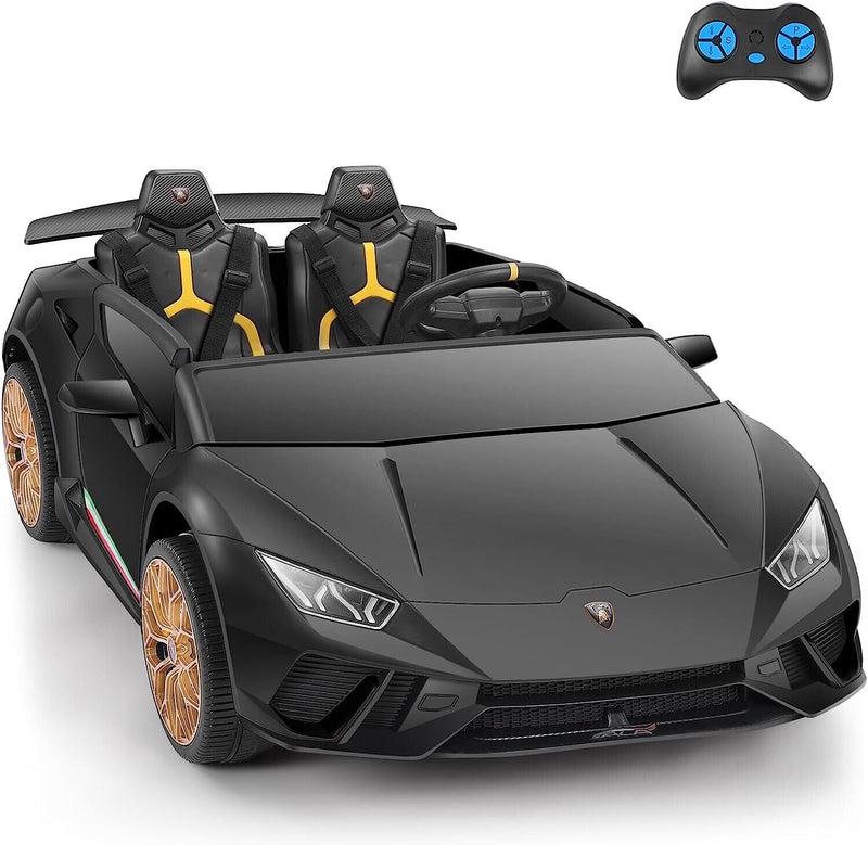 Load image into Gallery viewer, 12V10Ah Electric Black Lamborghini Ride-On Car for Kids - 2 Seater with Remote Control
