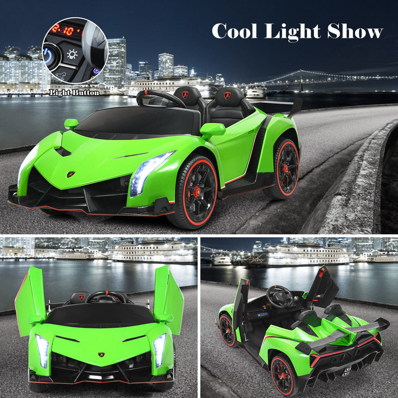 Load image into Gallery viewer, Licensed 12V Lamborghini Kids Ride On Car with RC &amp; Swing Function - Green, 2-Seater

