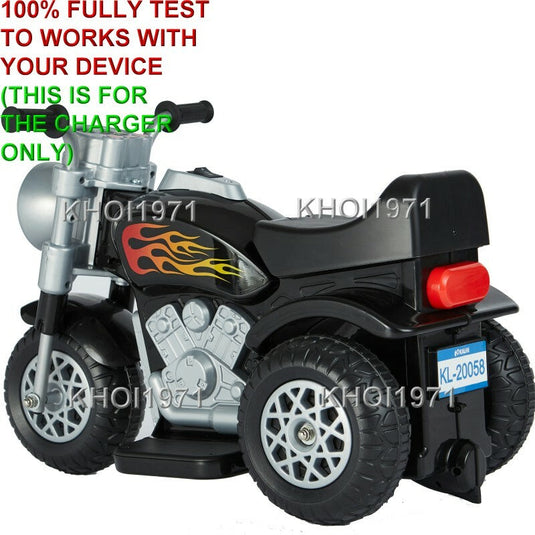 AC Wall Charger Adapter for 6V Battery 3-Wheel Ride-On Motorcycle Toy in Blue and Red