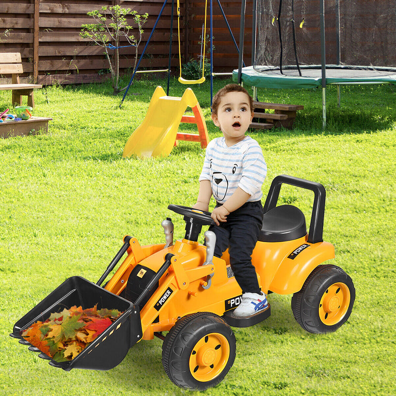 Load image into Gallery viewer, 6V Battery Powered Kids Excavator Tractor with Digging Bucket - Yellow
