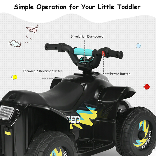 ATV Eléctrica para Niños Pequeños de 6V con Reversa - Regalo Ideal para Niños