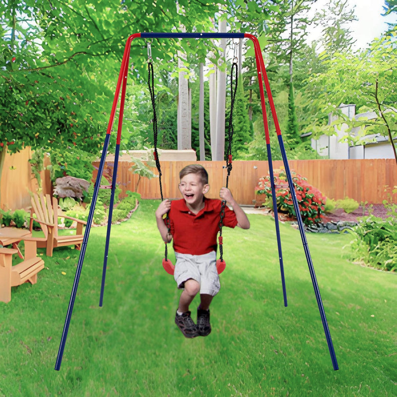 Load image into Gallery viewer, Green and Blue Baby Swing Set 2-in-1 Plastic Safe Mental Development Toy
