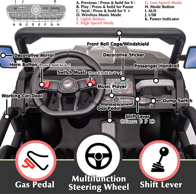 Load image into Gallery viewer, 6X6 24V Children&#39;s Electric Vehicle 4WD Double Seater Ride-On Truck Dump Bed 6 Wheeler UTV Plaything
