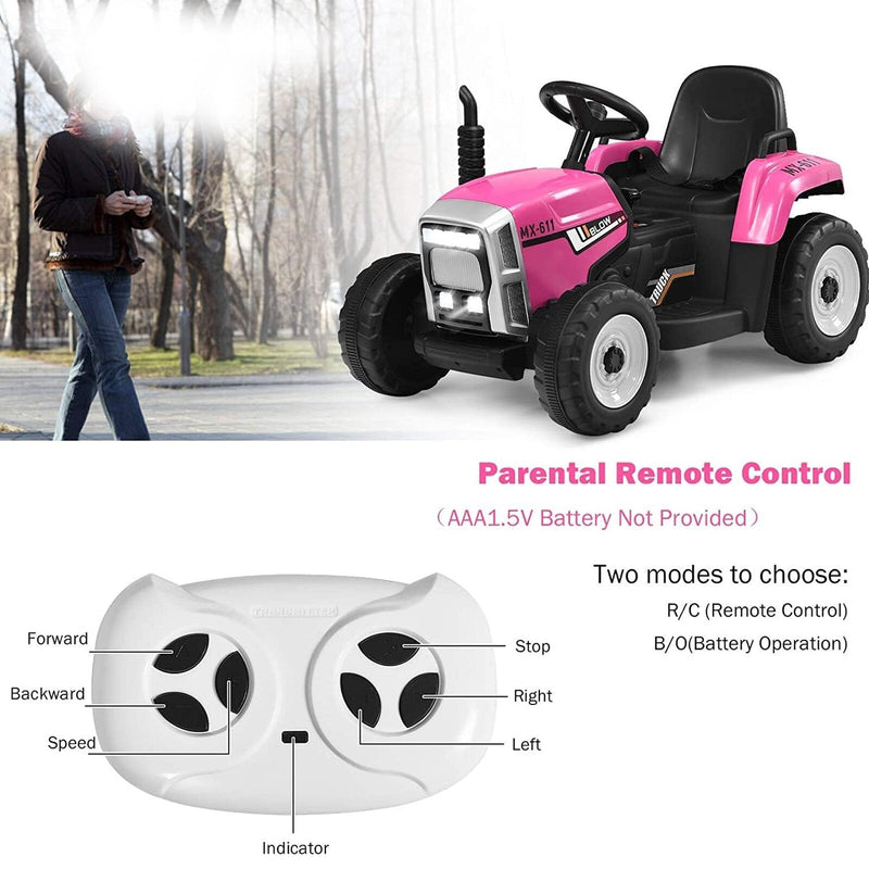 Load image into Gallery viewer, 12V Battery-Powered Electric Ride-On Tractor Toy with Trailer and Remote Control
