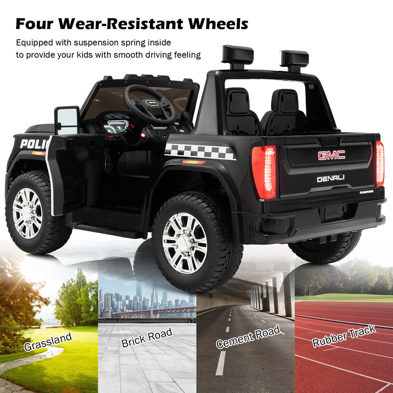 Load image into Gallery viewer, Licensed GMC Kids Ride On Police Car 2-Seater Truck with Remote Control and Music - 12V
