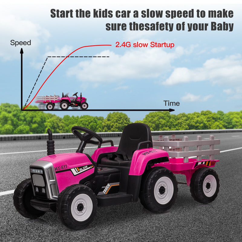 Load image into Gallery viewer, 12V Battery-Powered Electric Ride-On Tractor Toy with Trailer and Remote Control

