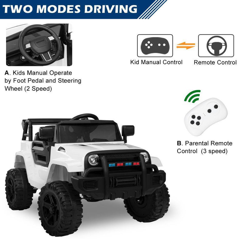 Load image into Gallery viewer, White 12V Electric Ride On Car for Kids with Music and Remote Control - 4 Wheels Fun Toy
