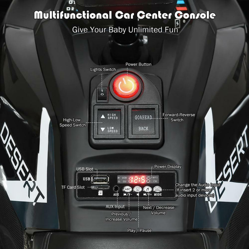 Load image into Gallery viewer, Kids Ride-On Toy Vehicle Quad ATV 14&quot; - Black, MP3 Player, LED Lights - Suitable for 3+ Years
