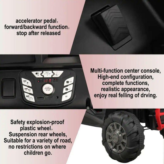 Battery Operated Kids SUV Ride-On Truck with MP3 Player, Bluetooth, LED Lights, and 3 Speed Options