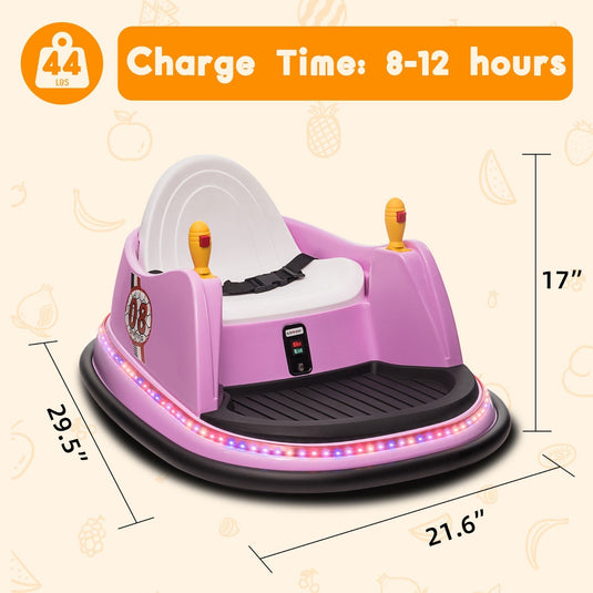 6V Kids Ride-On Bumper Car with Remote Control, 360° Spin and Flashing Lights for Toddlers