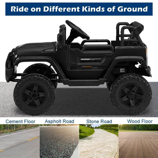 Electric 12V Black Kids Ride-On Truck with 2.4G Remote Control and 3 Speed Modes