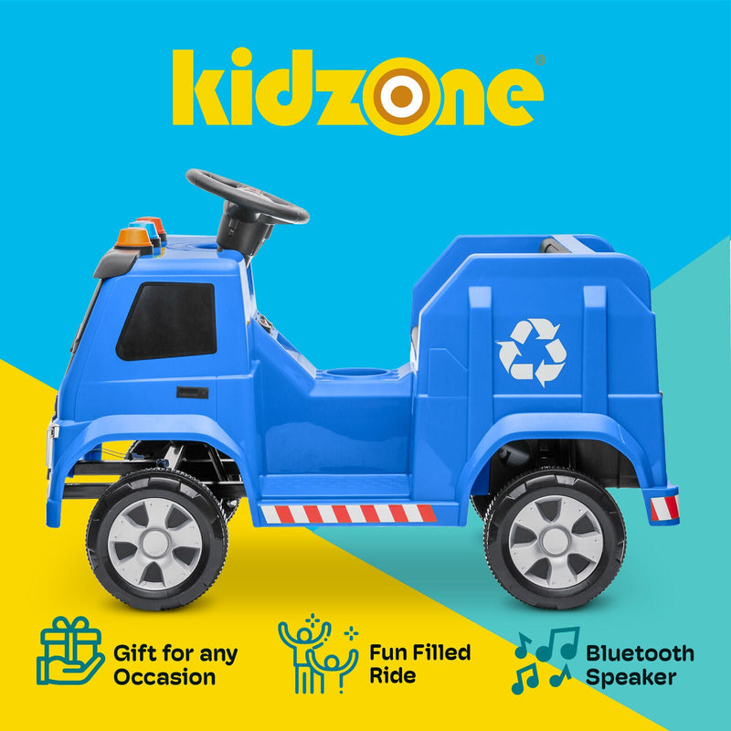 Load image into Gallery viewer, Kidzone 6V Garbage Truck Ride On Toy with LED Lights and Recycling Accessories
