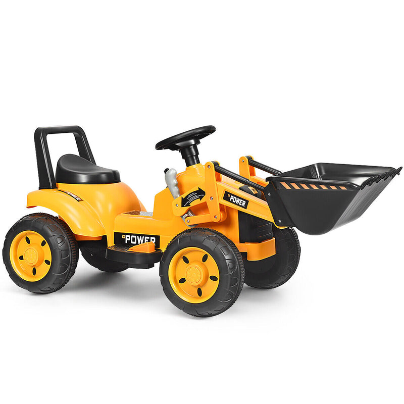Load image into Gallery viewer, 6V Battery Powered Kids Excavator Digger Tractor with Digging Bucket - Yellow
