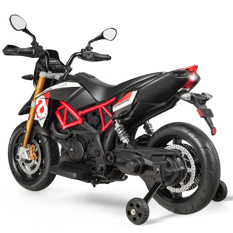 Load image into Gallery viewer, Aprilia 12V Kids Ride-On Motorcycle with Training Wheels in Red - Officially Licensed
