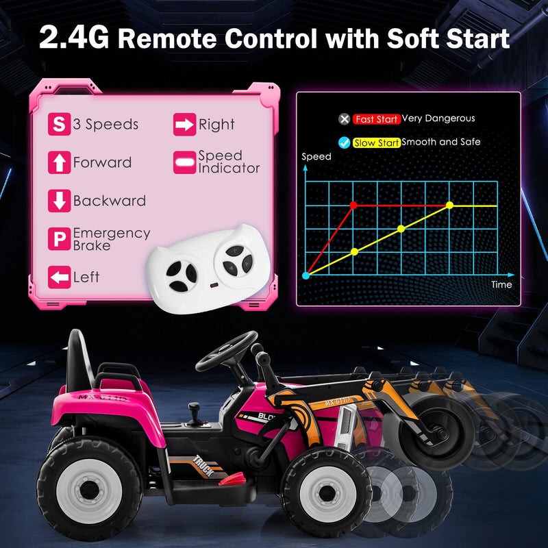 Load image into Gallery viewer, 12V Electric Tractor for Kids with Remote Control, LED Lights, and Music - Pink
