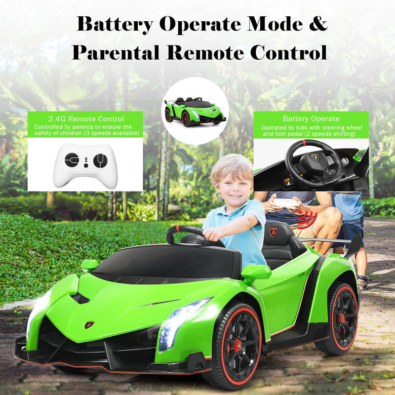 Load image into Gallery viewer, Licensed 12V Lamborghini Kids Ride On Car with RC &amp; Swing Function - Green, 2-Seater
