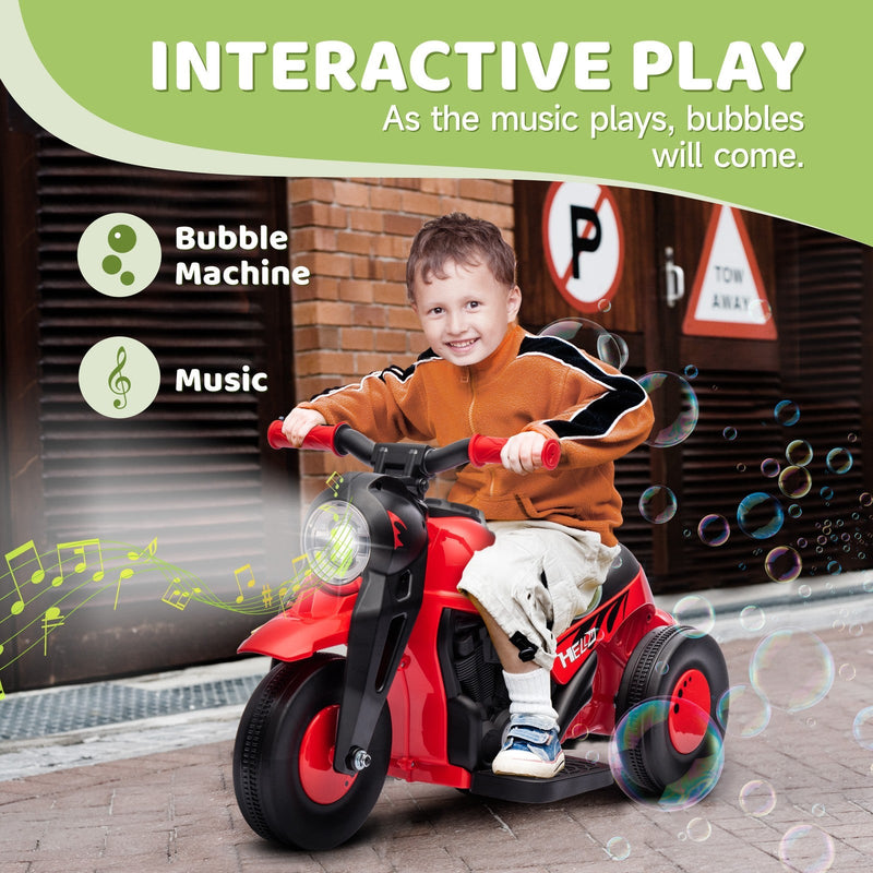 Load image into Gallery viewer, 6V Red Ride-On Motorcycle and Bubble Car with Music
