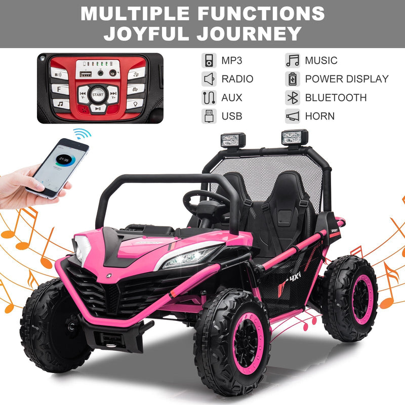 Load image into Gallery viewer, 24V Kids 2-Seater Ride-On UTV Truck with 300W Motor, Remote Control, and EVA Tires - Pink
