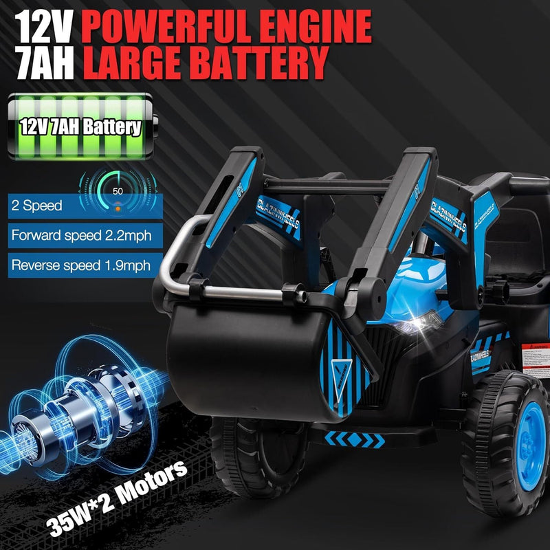 Load image into Gallery viewer, 12V Electric Ride-On Excavator with Detachable Trailer and Remote Control
