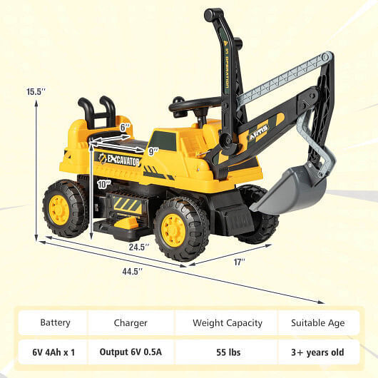 Load image into Gallery viewer, Certified Kids&#39; Electric Bulldozer with Front Digger Shovel - Yellow
