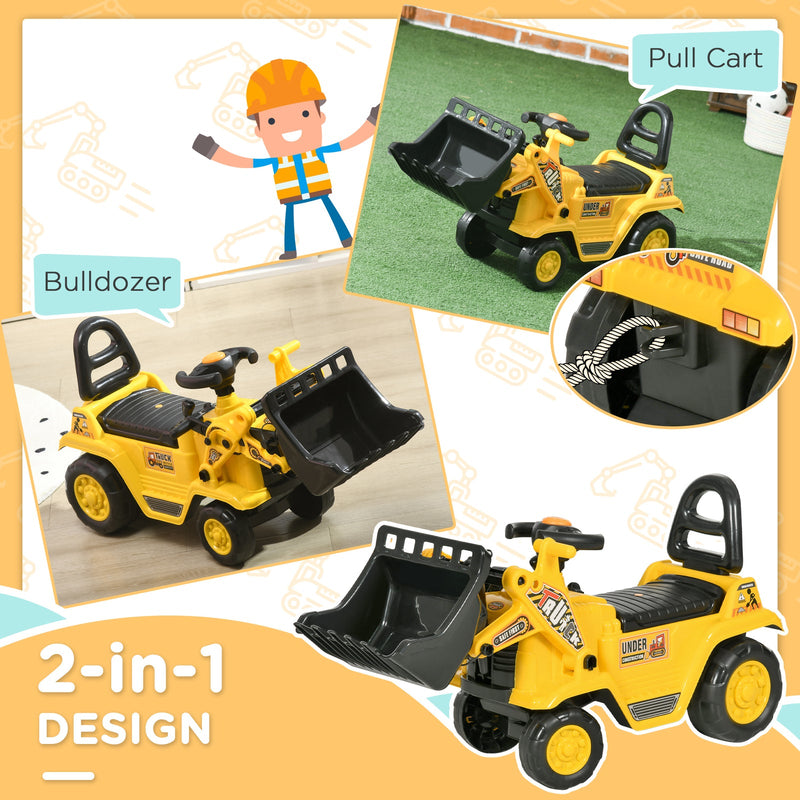 Load image into Gallery viewer, Kids Ride-On Excavator Bulldozer with Under-Seat Storage and Pull Cart
