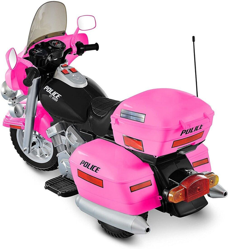 Load image into Gallery viewer, 12V Pink Electric Police Motorcycle Toy for Kids - Battery Powered Ride-On Bike

