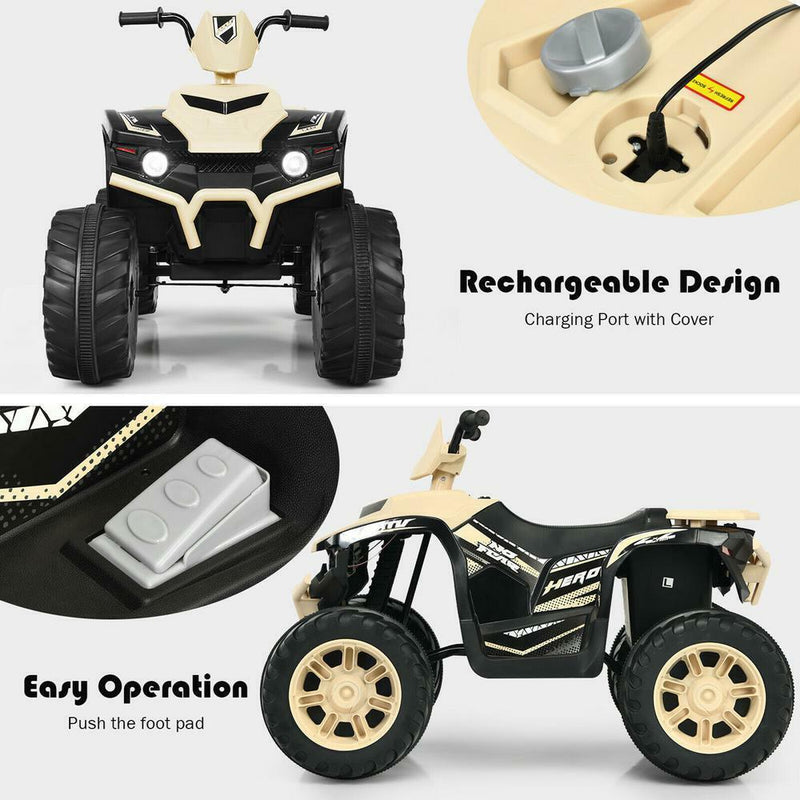 Load image into Gallery viewer, Yellow 12V Electric Ride-On Quad for Kids with Music and LED Lights
