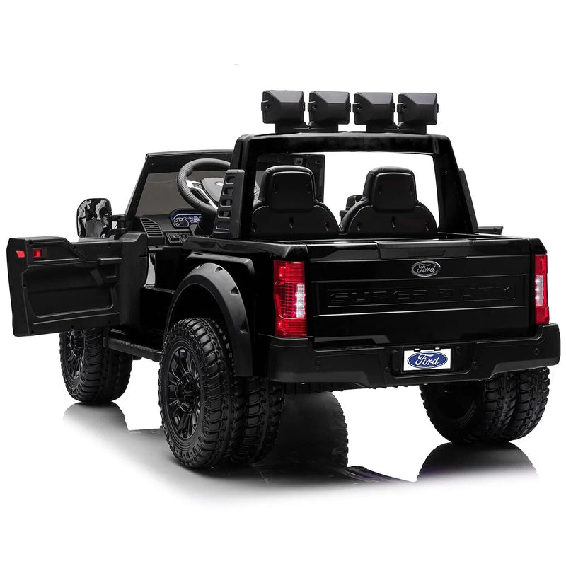 Load image into Gallery viewer, 24V FORD F450 SPECIAL EDITION CHILDREN&#39;S ELECTRIC VEHICLE TRUCK DOUBLE SEATER HEADLIGHTS WITH REMOTE CONTROL - BLACK
