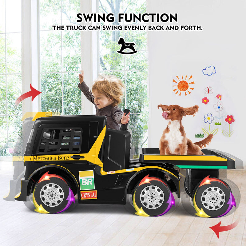 Load image into Gallery viewer, 12V10AH Battery-Powered Ride On Truck with Swing Trailer and RC Control for Kids - MP3 Compatible, 6 Wheels
