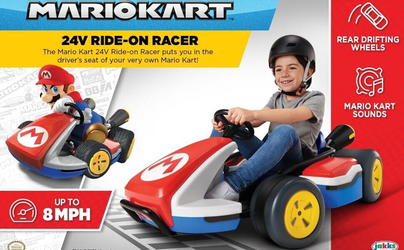 Load image into Gallery viewer, Super Mario Kart 24V Battery-Powered Ride-On Racer with 3 Speeds - Speeds Up to 8 MPH
