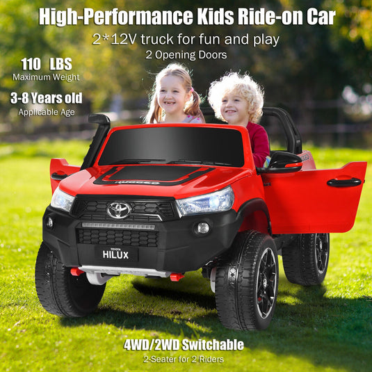 2-Seater Toyota Hilux Ride On Truck Car with Remote Control - Red