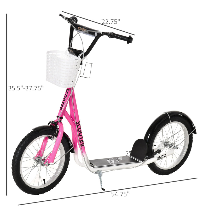 Load image into Gallery viewer, Youth Kick Scooter with Adjustable Handlebars, Double Brakes, and 16-Inch Inflatable Tires

