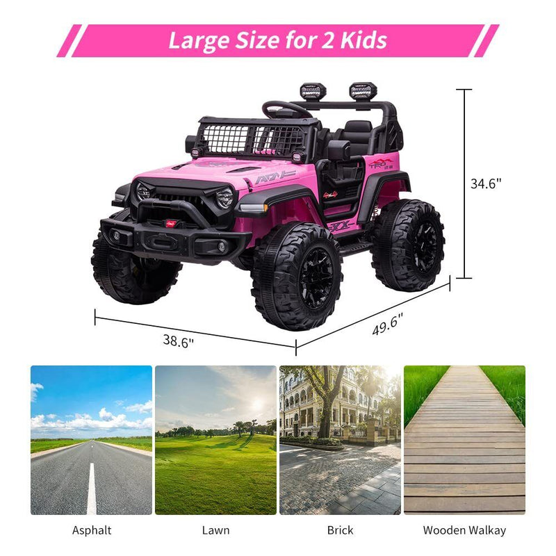 Load image into Gallery viewer, Extra Large Pink Ride-On Car for Kids with 24V Battery and 2 Seats - Includes Remote Control for Parental Supervision
