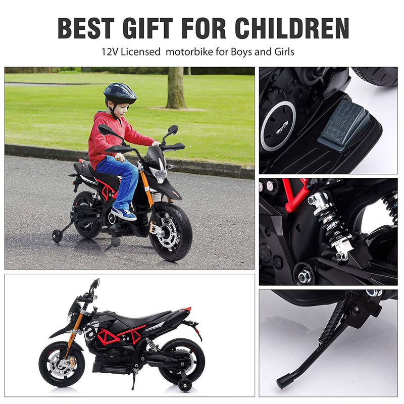 Load image into Gallery viewer, TOBBI Aprilia Motorcycle Ride-On for Kids 3+ Years - Black
