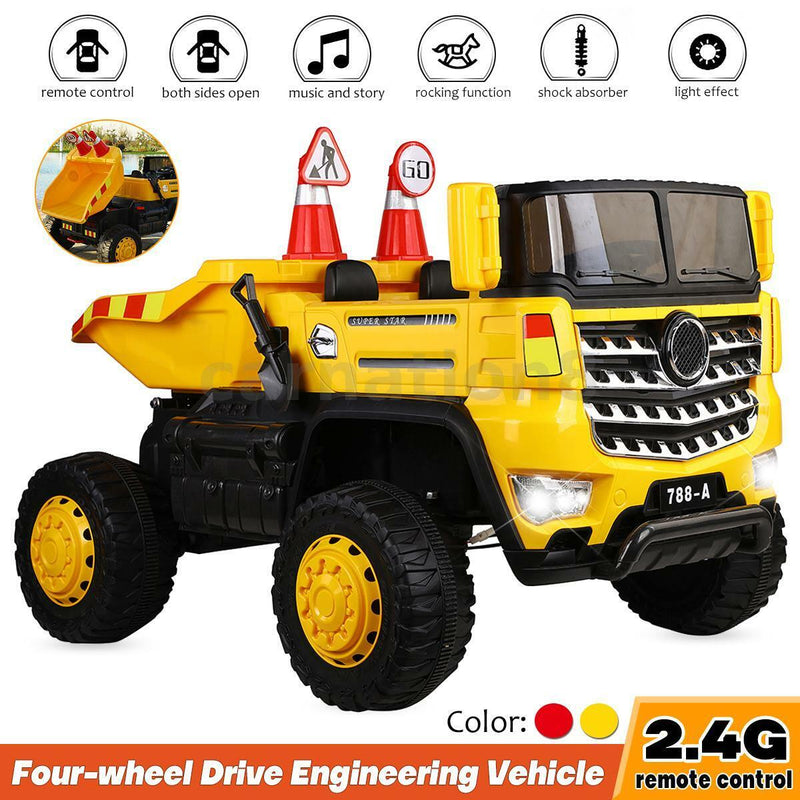 Load image into Gallery viewer, 12V Four-wheel Drive Construction Truck 2.4G Remote Control/App Control Children&#39;s Electric Ride On Vehicle
