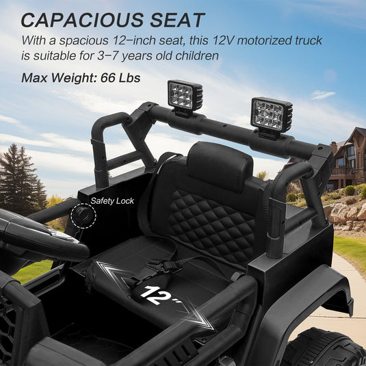 12V Kids Ride-On Truck with Remote Control, Power Wheels, and LED Lights